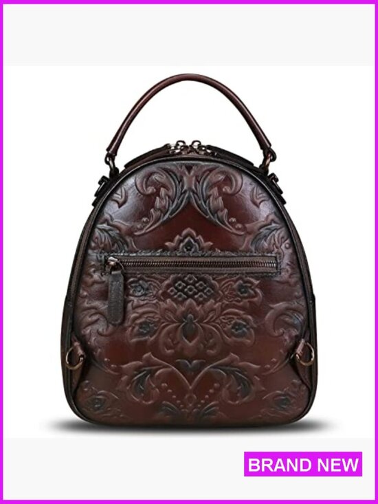 Vintage Genuine Leather Backpack Crossbody Daypack Adjustable Convertible Strap main image 5